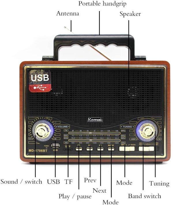 رادیو کیمای مدل MD-1706BT